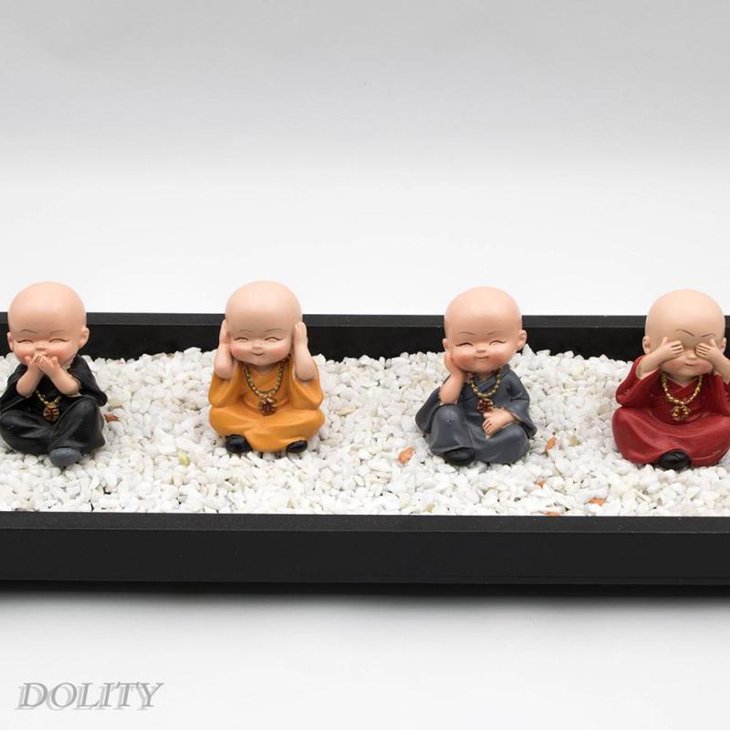Set 4 tượng chú tiểu mini dễ thương dùng để trang trí vườn