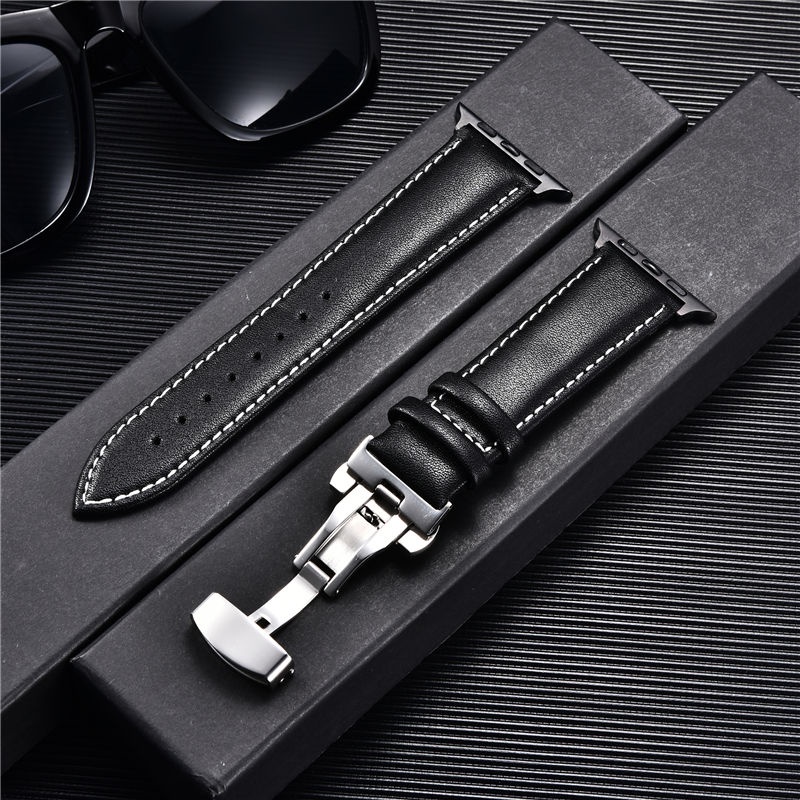 Dây Đeo Bằng Da Bò Thật Cho Đồng Hồ Thông Minh Apple Watch 6 Se 5 4 3 38mm 40mm 42mm 44mm