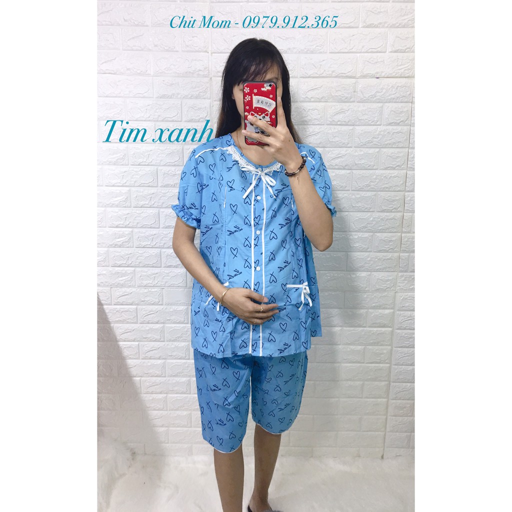 Bộ bầu và sau sinh CỘC TAY chất kate thái mặc nhà cho con bú - 𝐁𝐋𝟐𝟖