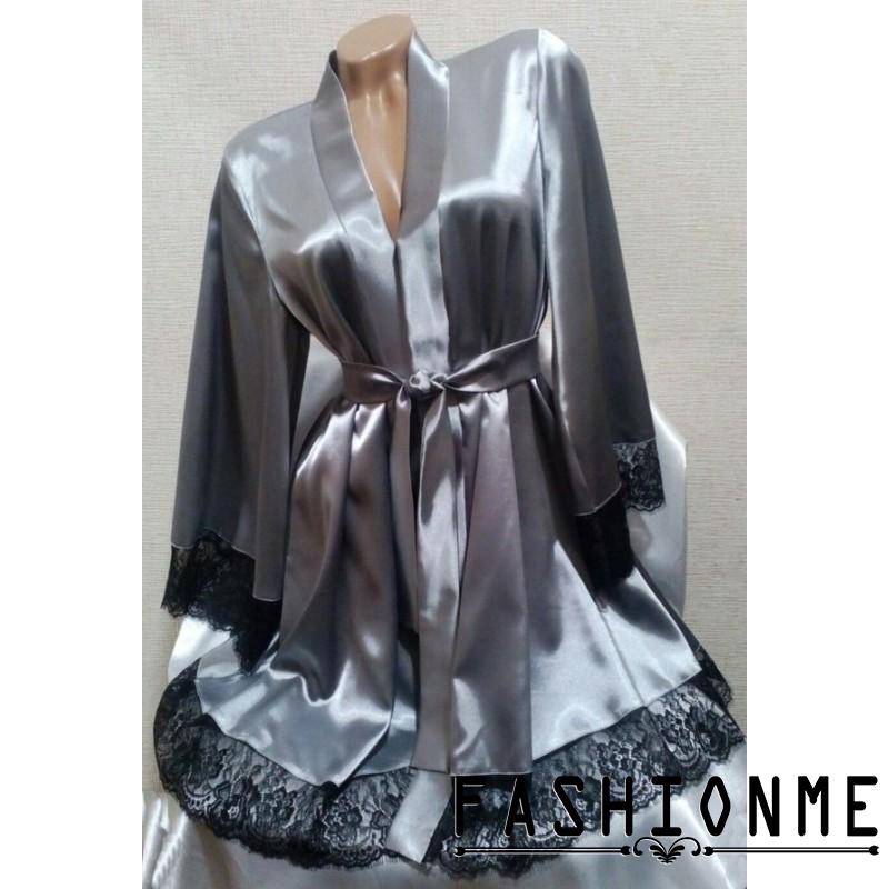 Áo Choàng Ngủ Bằng Lụa Satin Phối Ren Phong Cách Quyến Rũ Dành Cho Nữ | BigBuy360 - bigbuy360.vn