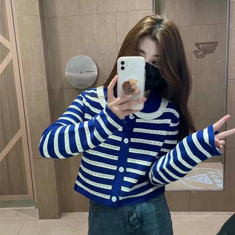 Áo Khoác cardigan Dệt Kim Tay Dài Hoạ Tiết Kẻ Sọc Thời Trang Mùa Thu Cho Phái Nữ