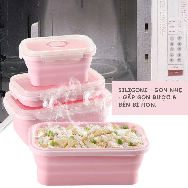 Hộp Đựng Thực Phẩm Silicon Có Thể Gấp Gọn - Chịu Nhiệt Cao