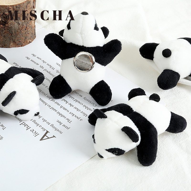 MISCHA Huy Hiệu Cài Áo Hình Gấu Trúc Nhồi Bông Ba Chiều Dễ Thương