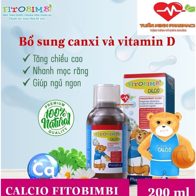 Fitobimbi Calcio - Bổ sung canxi và Vitamin D, Giúp phát triển chiều cao tối đa cho trẻ