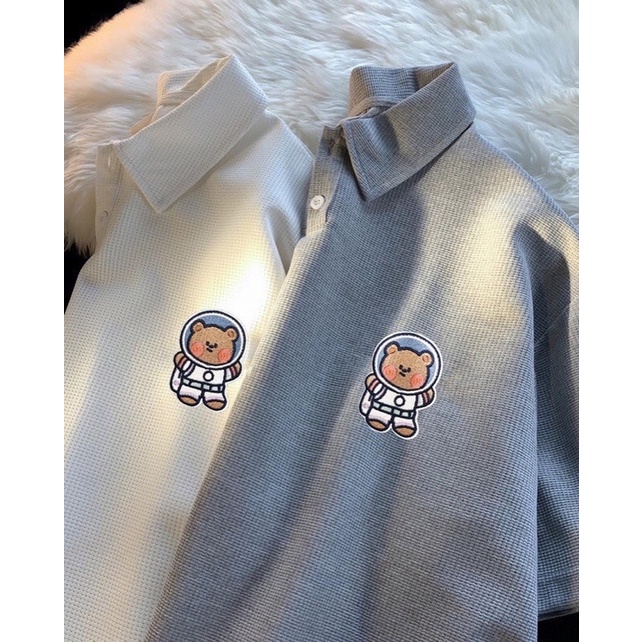 Áo polo gấu siêu cute hình gấu thêu nam nử đều mặc được