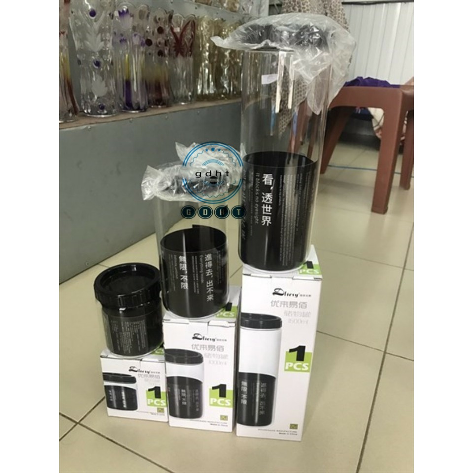 ( FREESHIP) LỌ THỦY TINH NẮP NHỰA ĐEN XOÁY 1500ML
