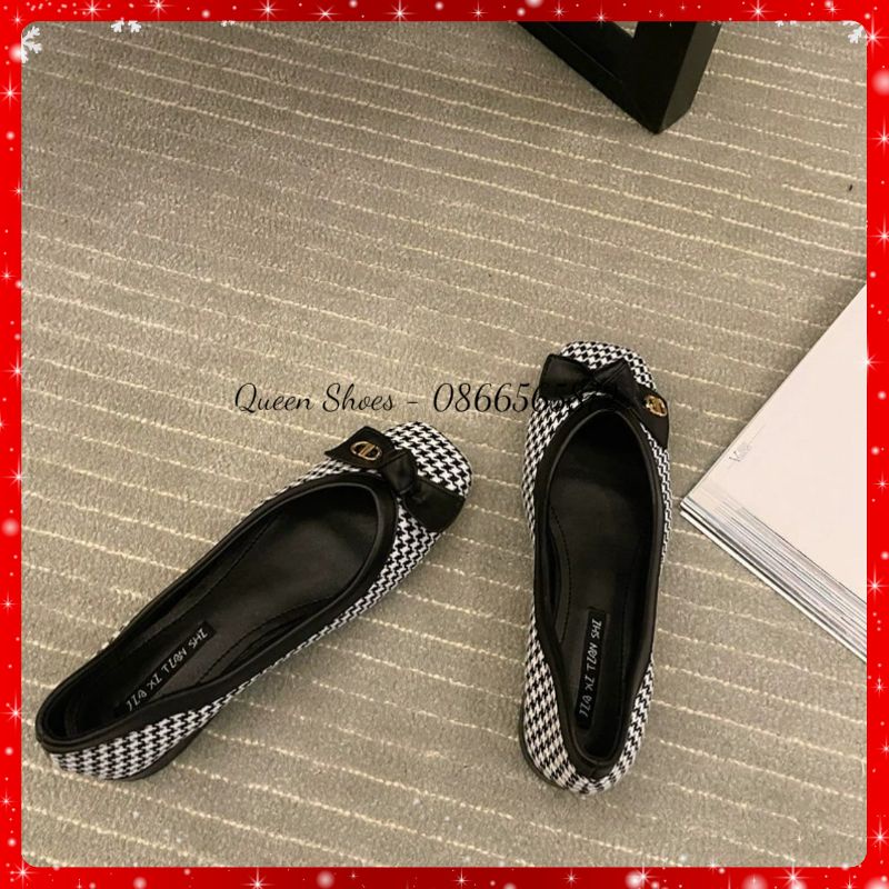 Giày búp bê nữ hàng Quảng Châu cao cấp da mềm đính nơ siêu xinh