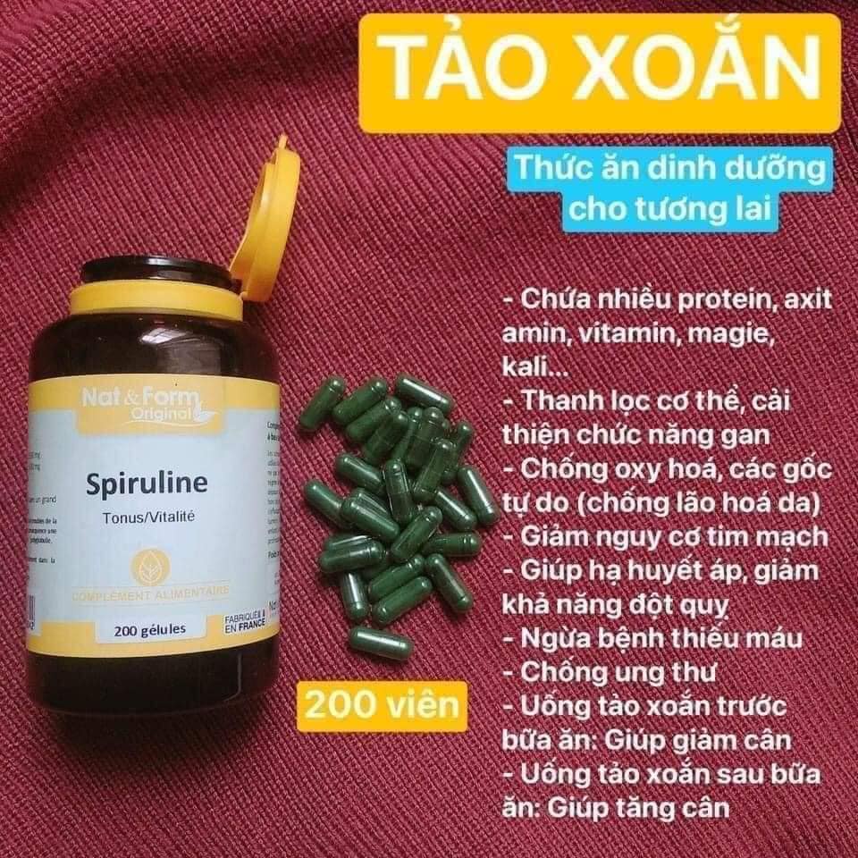 Tảo xoắn Spiruline Nat &amp; Form - nội địa Pháp / hộp 200 viên