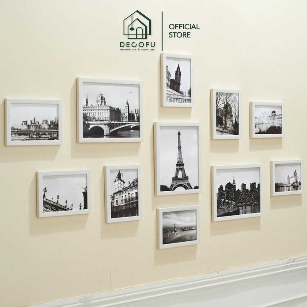 Bộ 11 khung hình treo tường DECOFU, set khung tranh miễn phí in ảnh - S11 | BigBuy360 - bigbuy360.vn