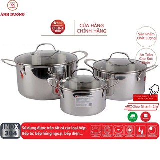 Bộ nồi đáy liền elmich trimax classic - inox 304 - 16,20,24cm