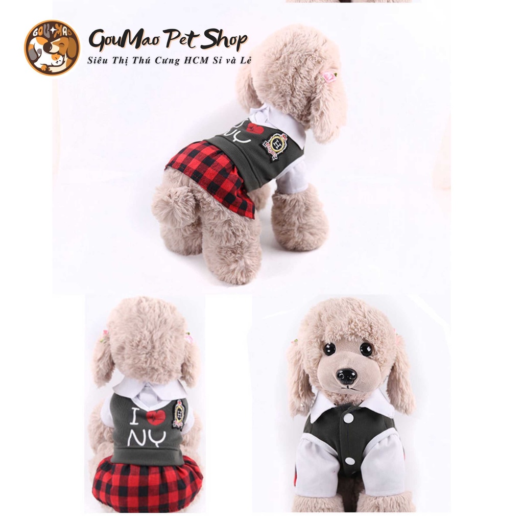 ❤️ QUẦN ÁO CHÓ MÈO - ĐỒNG PHỤC ĐI HỌC I LOVE NY DÀNH CHO CHÓ MÈO - GOUMAO PET