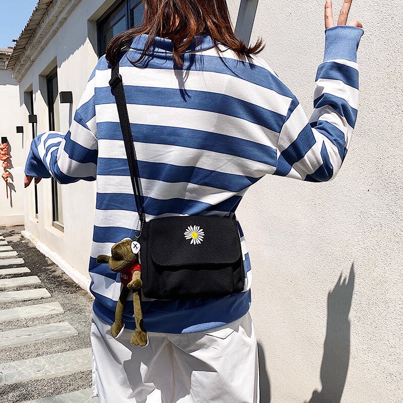 RX005 - Túi canvas thêu bông cúc,  túi vải xinh hàng sẵn giá hạt dẻ