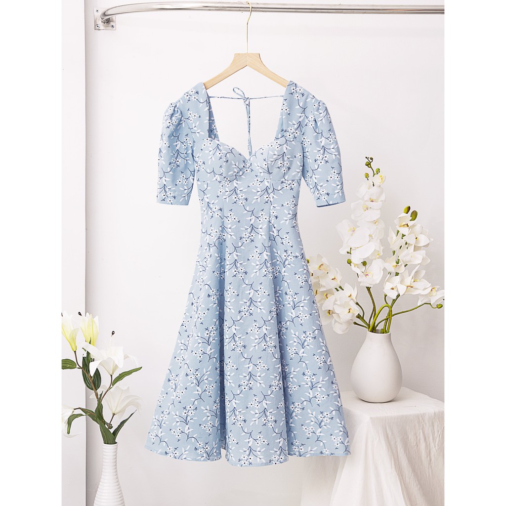 [Mã SKAMSALEP6 giảm 10% tối đa 100K đơn 150K] SÒ VINTAGE - AMORY Đầm hoa xòe tay phồng | BigBuy360 - bigbuy360.vn