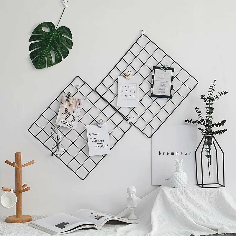 (Đen+Trắng) Khung Hình Lưới Sắt Nghệ Thuật 45*35 cm Kẹp Hình Nghệ Thuật Trang Trí Decor Frame Picture