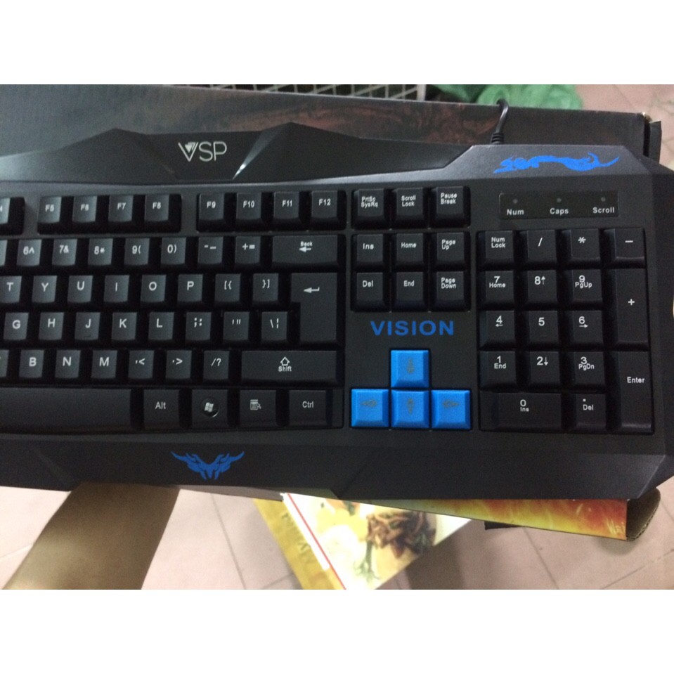 Bàn phím chuyên game vission có nút màu bấm cực nhẹ êm tai
