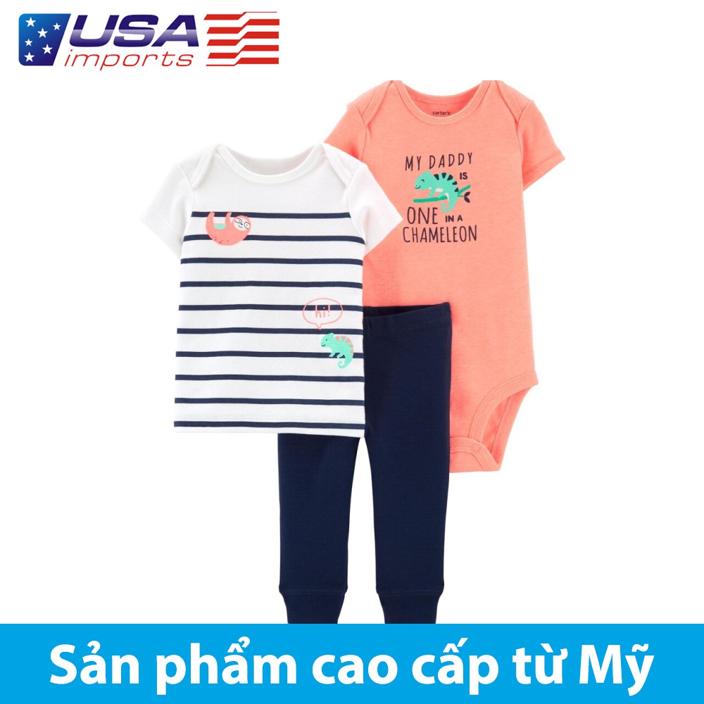 Set 3 bodysuit kèm quần Car-tờ Auth Từ Mỹ (16634710)