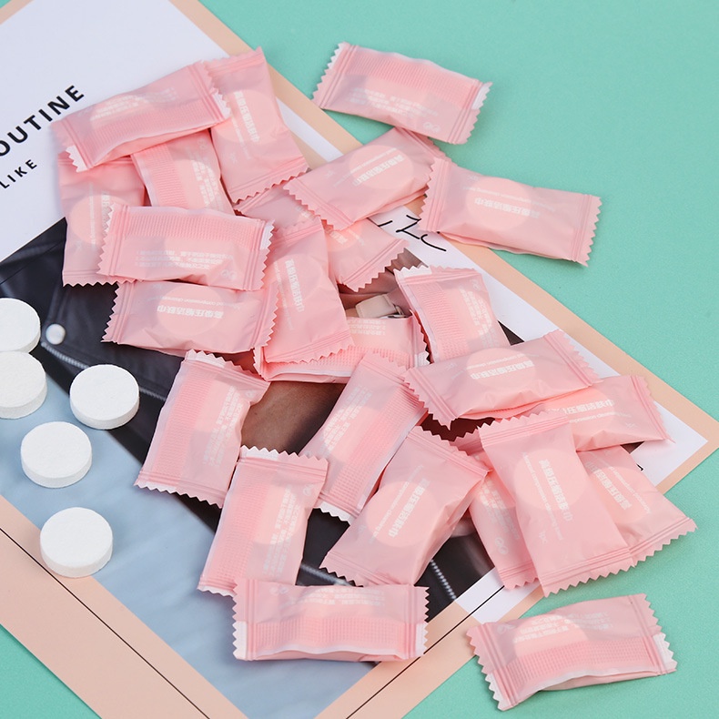 Khăn Lau Mặt Giấy Nén Hình Viên Kẹo Tiện Lợi Mang Theo Du Lịch