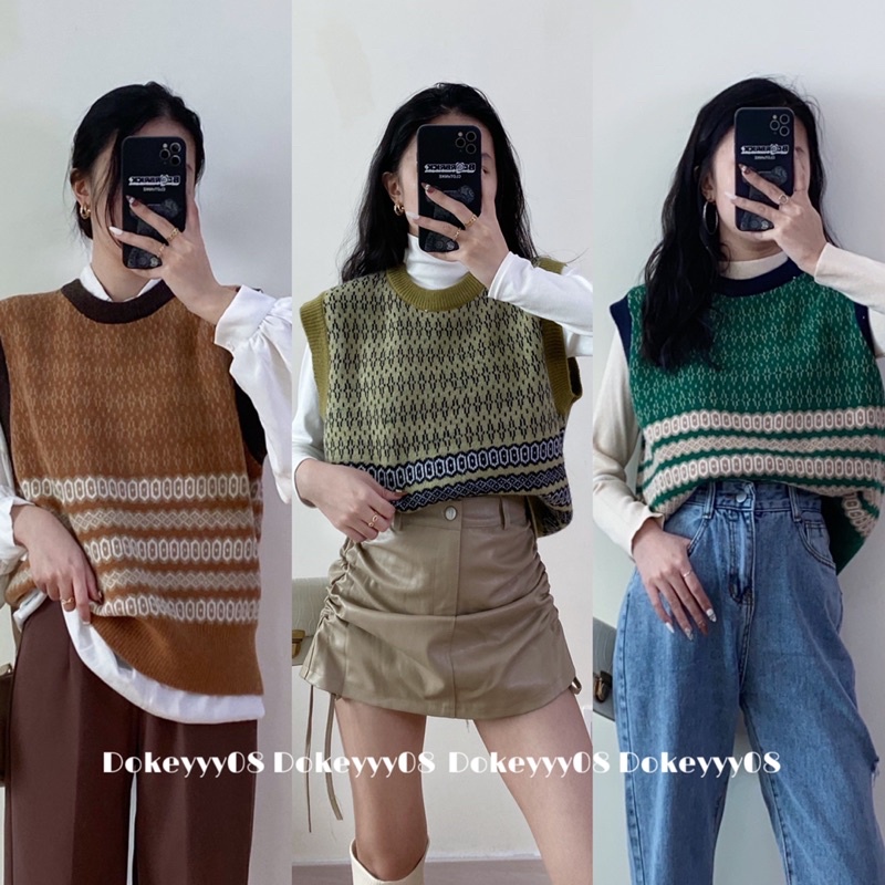 Gile len cổ tròn hoạ tiết 438 ( ẢNH THẬT BY DOKEYYY)