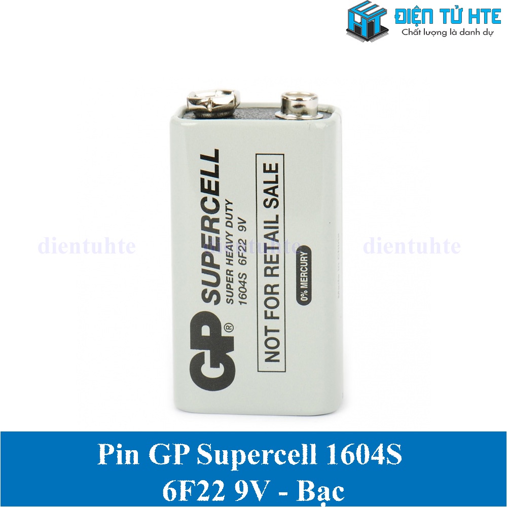 Pin vuông GP SuperCell 9V 1604S 6F22 màu bạc