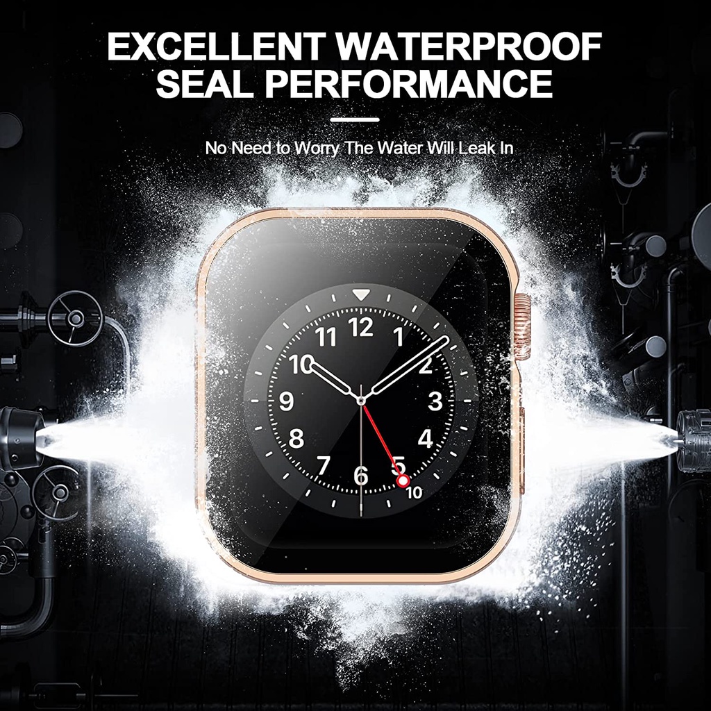 Ninki Ốp Bảo Vệ Màn Hình Chống Thấm Nước Chống Sương Mù Cho Apple Watch Series 8/7/6/SE/5/4 45mm 41mm 40mm 44mm,Waterproof Anti-Fog PC Case Cover for iWatch 8/7 45mm 41mm