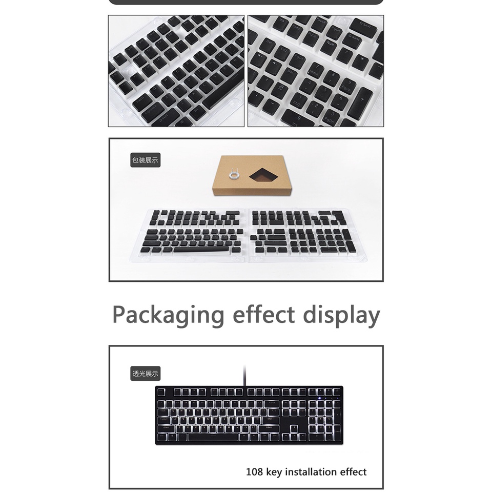 Nắp Đậy Bàn Phím OEM 129 Phím Bằng Nhựa PBT Trong Suốt Hai Màu Cho Bàn Phím Cơ 61 / 62 / 68 / 84 / 87 / 104 / 108 / 980k
