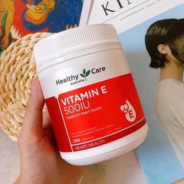Viên uống Vitamin E Healthy Care 500IU hộp 200 Viên Của Úc hỗ trợ tái tạo làm đẹp da