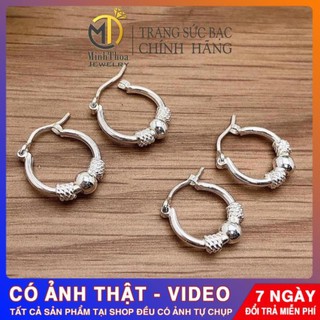 Bông tai bạc đẹp cho bé, hoa tai bé gái kiểu khuyên tròn bạc nguyên chất Tuấn Thoan Jewelry