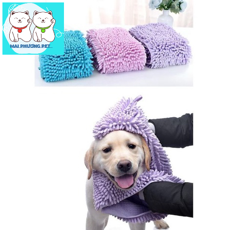 Khăn tắm chuyên dụng cho chó mèo (chọn 3 size, màu ngẫu nhiên)- Dạng khăn bông lau mình cho thú cưng