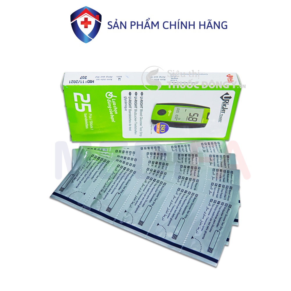 Hộp 25 Que Thử Đường Huyết URight Dùng Cho Máy TD-4265/TD-4267