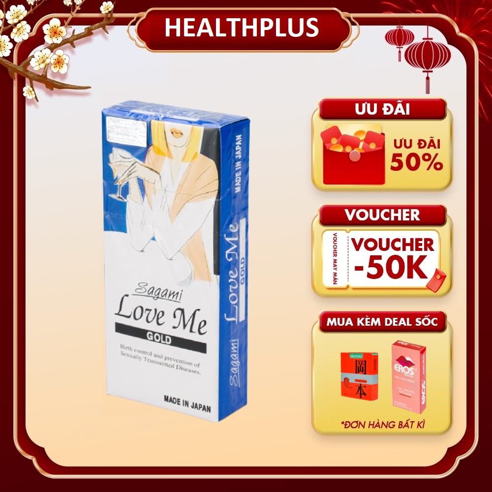 Bao Cao Su Siêu Mỏng Trơn SAGAMI LOVE ME GOLD - Nhật Bản - hộp 10 chiếc