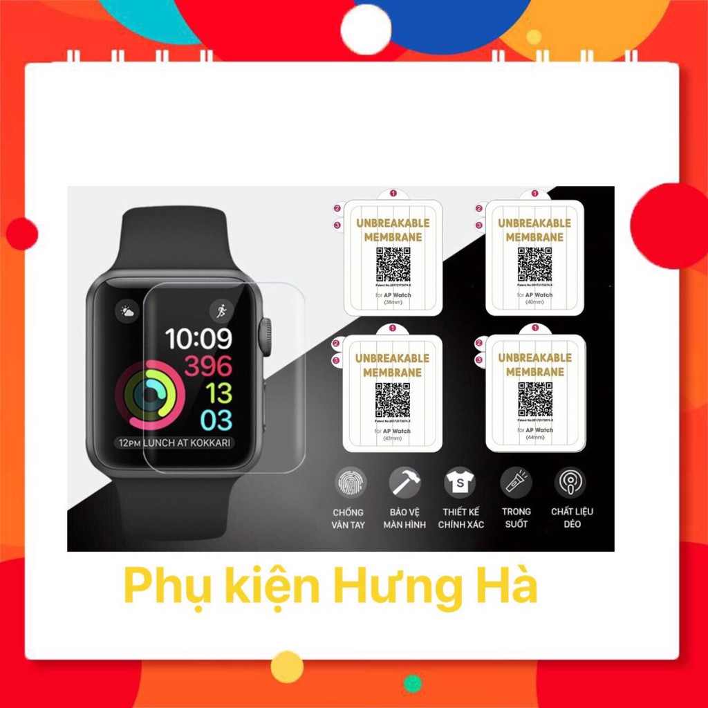 Miếng dán trong skin PPF tự phục hồi trầy xước cho Apple Watch size 38 40 42 44mm