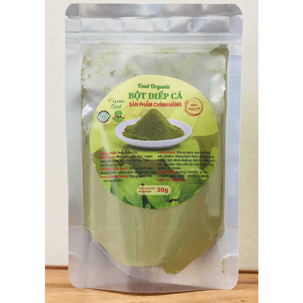 Bột diếp cá sấy lạnh Organic 100% rau diếp cá tươi không chất bảo quản - Chất lượng cao ngon sạch thơm - 10g, 50g