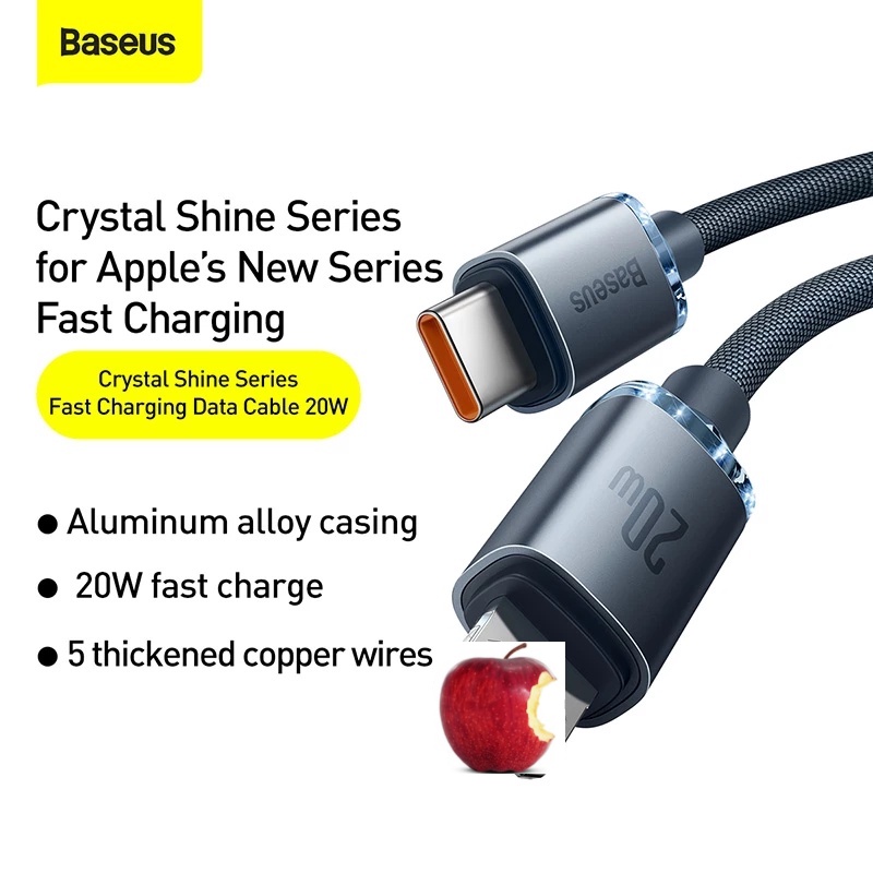 Dây cáp Baseus PD 20W cổng USB C sang Ligh------tning cho táoPhone 13 12 Pro X XS