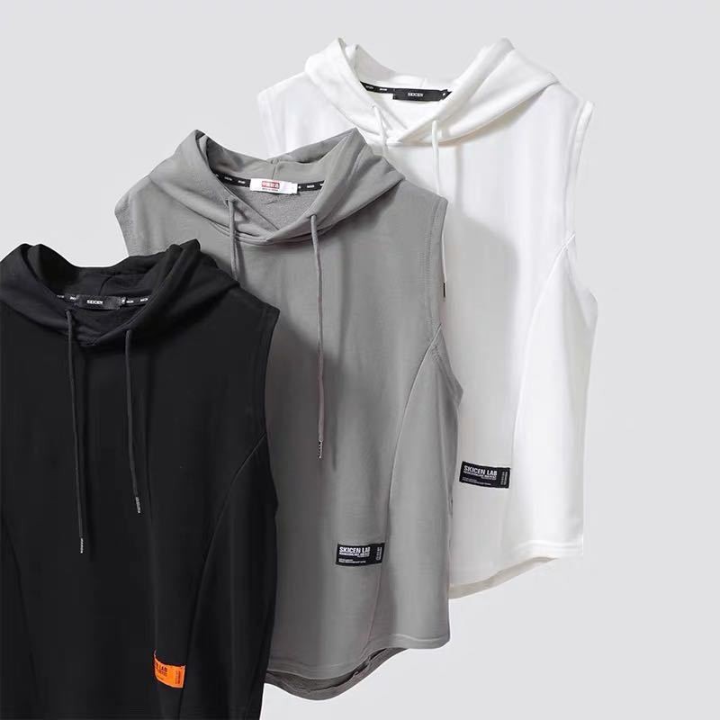 Áo Hoodie Sát Nách Vải Cotton Thiết Kế Trẻ Trung Cho Nam