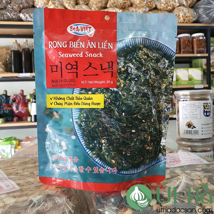 Rong Biển Cháy Tỏi Bịch 30gr Rong Biển Ăn Liền SeA-Viet Nha Trang Chay Mặn Đều Dùng Được  - Út Hà Đặc Sản