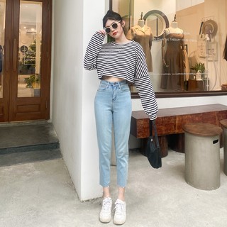 QUẦN JEANS BAGGY XẺ LAI BASIC ZAREEN JEA98 XANH NHẠT