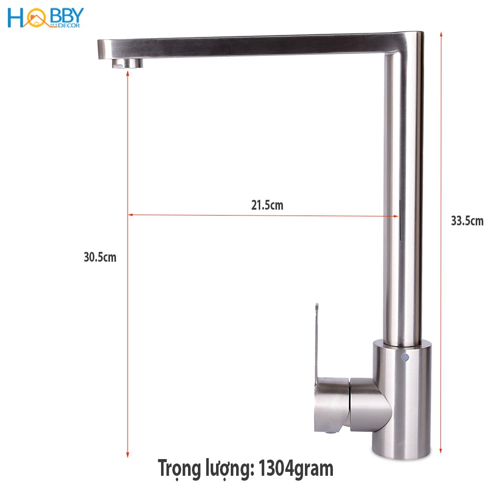 Vòi rửa chén nóng lạnh Inox 304 HOBBY RCDV loại ống dẹp cao cấp - không rỉ sét