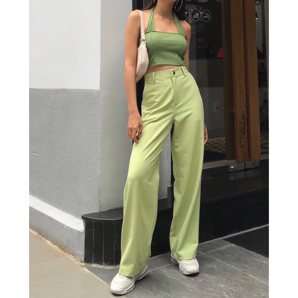 Áo yếm thun gân màu xanh siêu hot cực đẹp mix đồ bao xinh