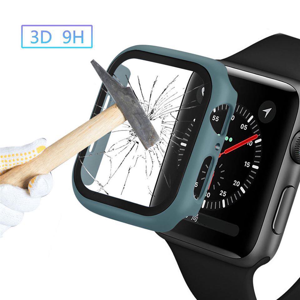 Vỏ bọc kèm kính cường lực 2 trong 1 bảo vệ cho Apple Watch 5/4/3/2/1 38mm/42mm/40mm/44mm