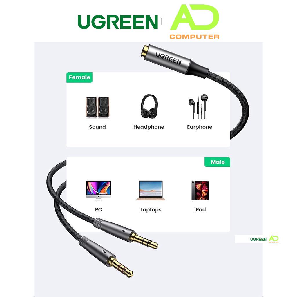 Dây Audio chuyển tai nghe 3.5mm sang 2 đầu Mic và Tai nghe UG REEN AV140 AV193