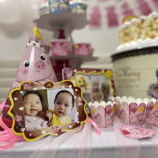 Set mega giấy trang trí sinh nhật heo hồng
