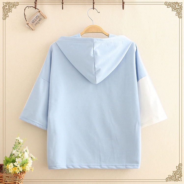 Áo Hoodie Ngắn Tay Thời Trang Mùa Hè Dễ Thương Dành Cho Bé Gái 12 Tuổi 13-15 Tuổi