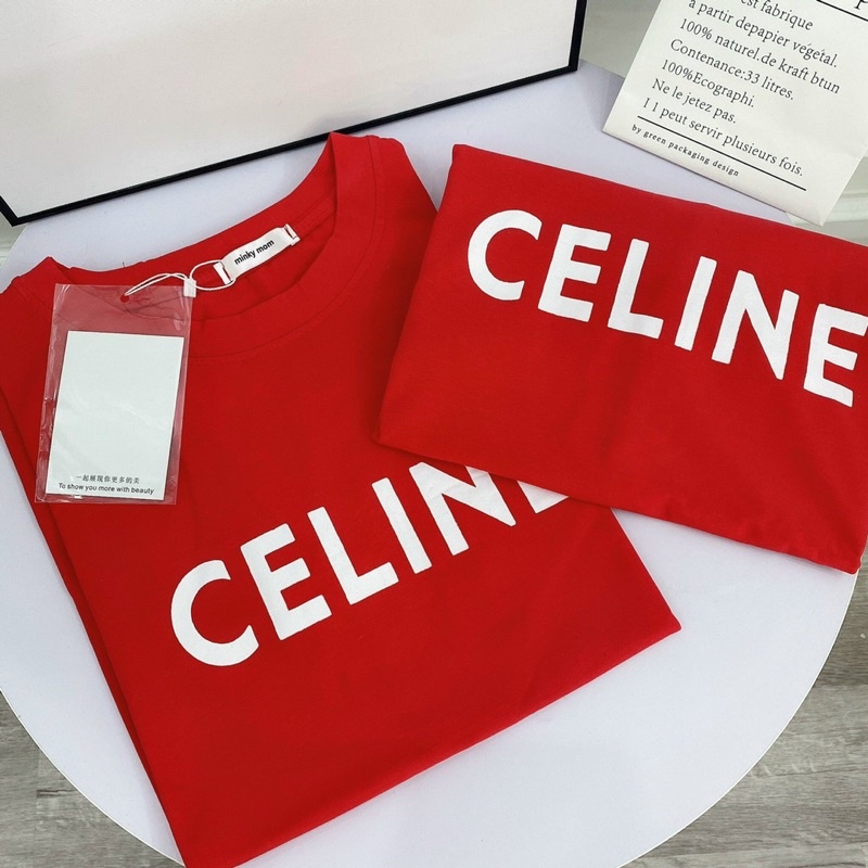 [GIÁ HUỶ DIỆT] Áo Phông Tay Lỡ CELINE Unisex Nam Nữ Màu Đỏ Mặc Tết- Áo Thun Tay Lỡ Ulzzang Form Rộng Unisex