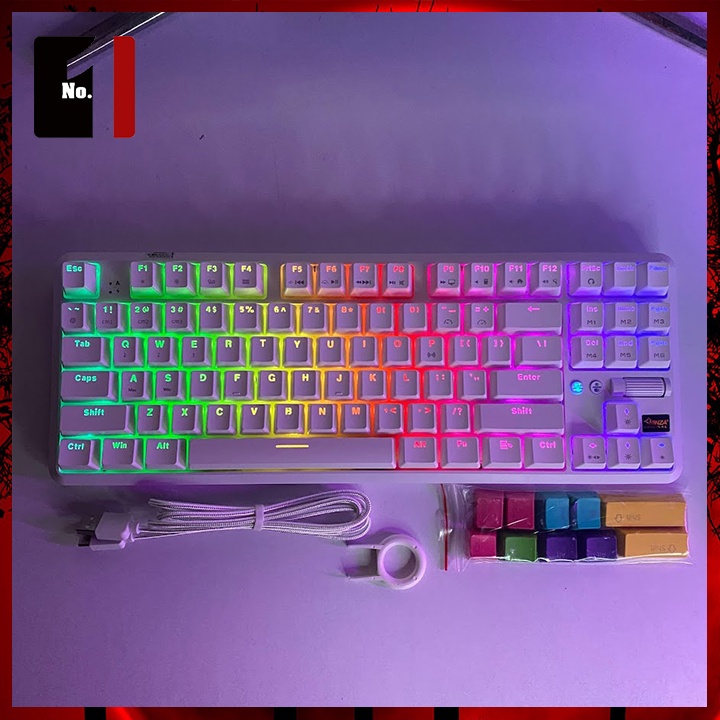 Bàn Phím Cơ Keycap Xuyên Led Gaming Bluetooth Máy Tính Ajazz K870T Màu Trắng Led RGB Bàn Phím Không Dây Laptop Pc