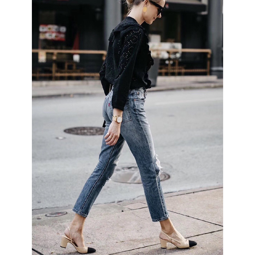 Giày Hở Lấp Lánh &amp; Grosgrain Kaki Không Hộp 35MM