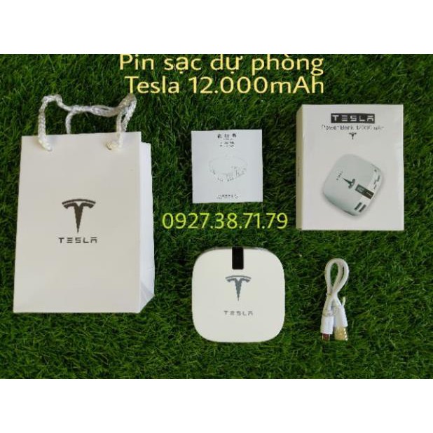 (CÓ SẴN) Pin Sạc Dự Phòng TESLA 12.000mAh - Hàng Siêu Hiếm - Nhỏ Gọn - Dung Lượng Cao 12000mAh - 2 cổng sạc