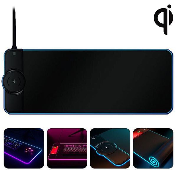 Bàn di chuột Size lớn tích hợp Sạc không dây 10W - Mousepad Đèn nền Led Light RGB hiệu ứng HL129