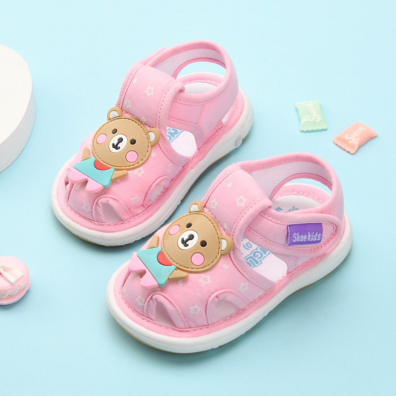 Giày cao su mềm thoáng khí chống trượt trọng lượng nhẹ họa tiết gấu hoạt hình dễ thương cho bé