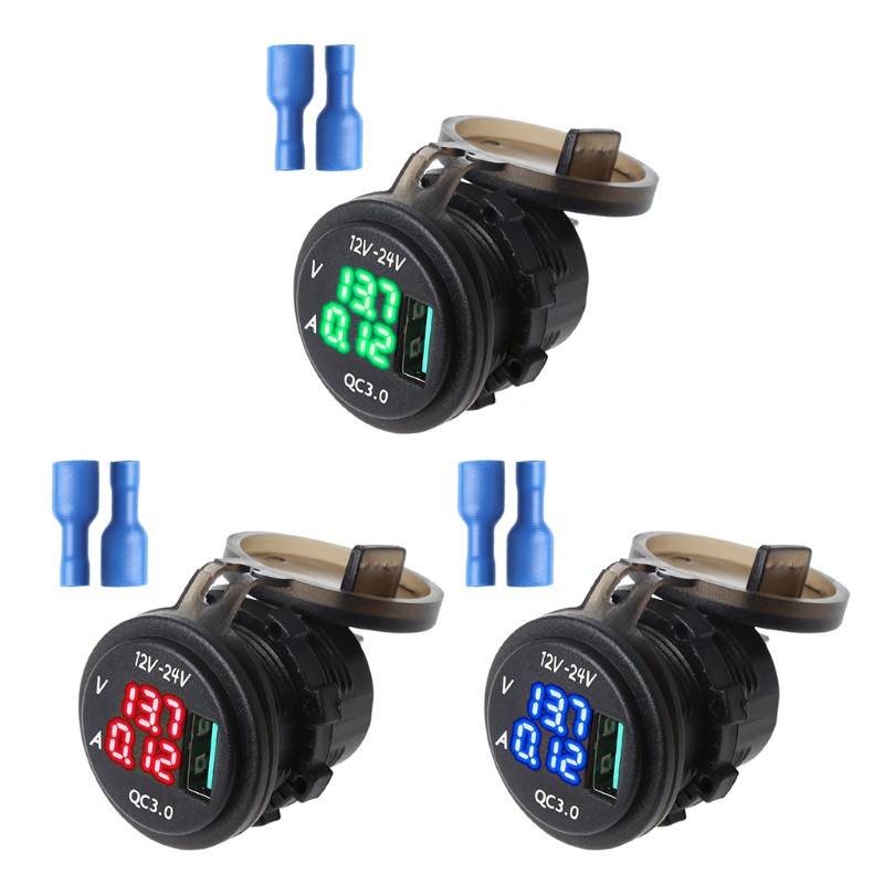 Củ Sạc Wili Qc 3.0 Usb Có Đèn Led Hiển Thị Vôn Kế Cho Xe Hơi / Tàu Thuyền Tiện Lợi