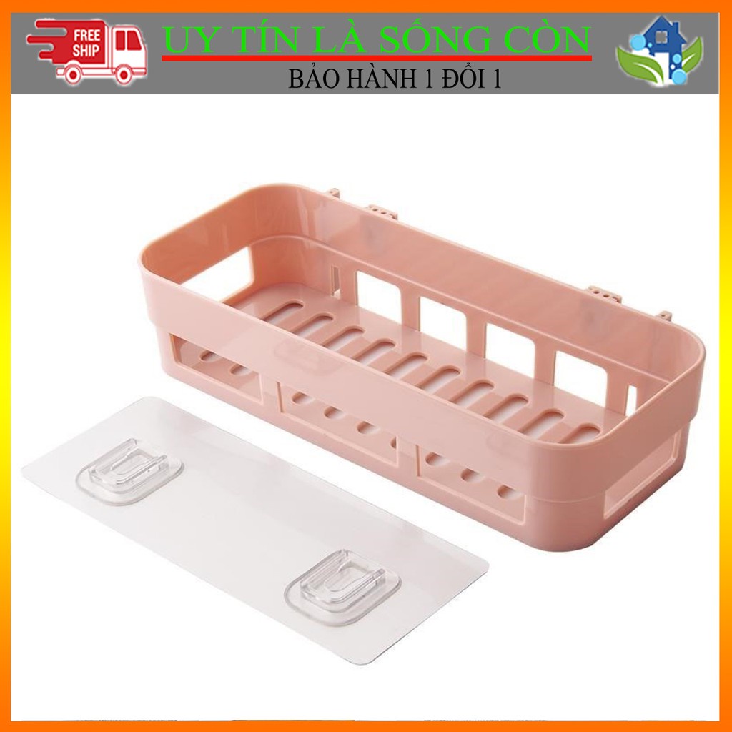 Kệ nhựa chữ nhật dán tường đa năng, kệ để đồ nhà tắm tiện dụng tiết kiệm không gian